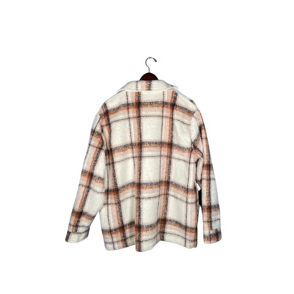 Hollister Jacket Womens XL Brown/Cream Plaid Lined Button-up Pockets Streetwear - Picture 3 of 6
